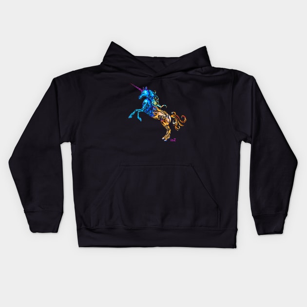 Flaming Unicorn Kids Hoodie by udezigns